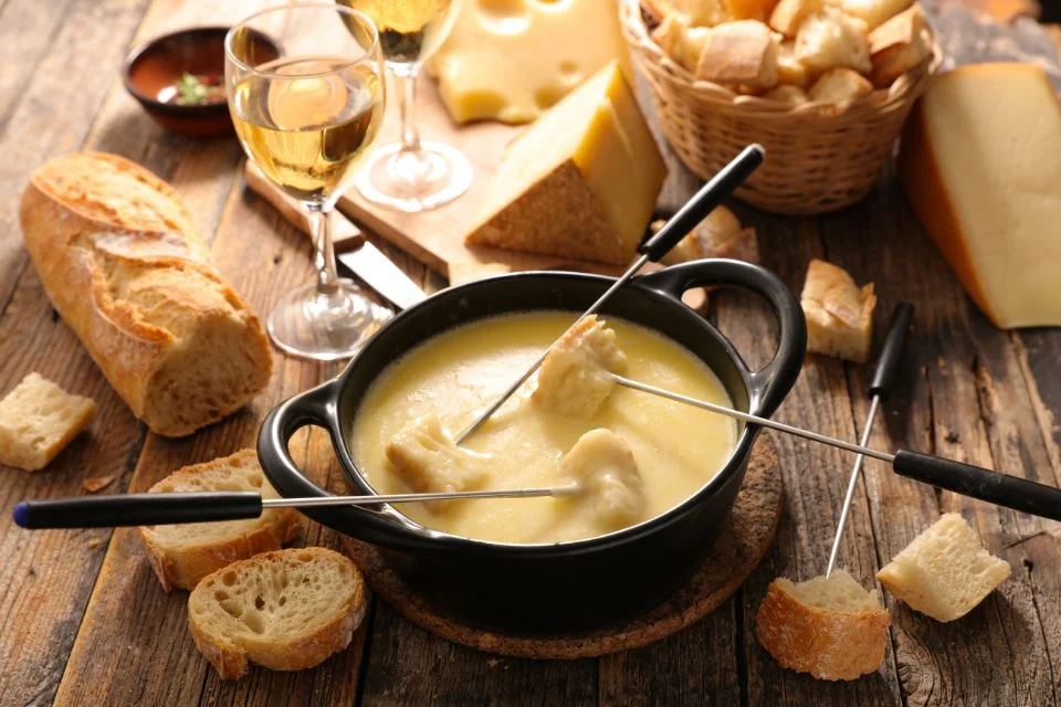 Cheese fondue is melted cheese